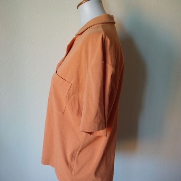 Richer Poorer Women’s Night Knit Orange Button Down Top Size S Pajama Shirt - Picture 3 of 6